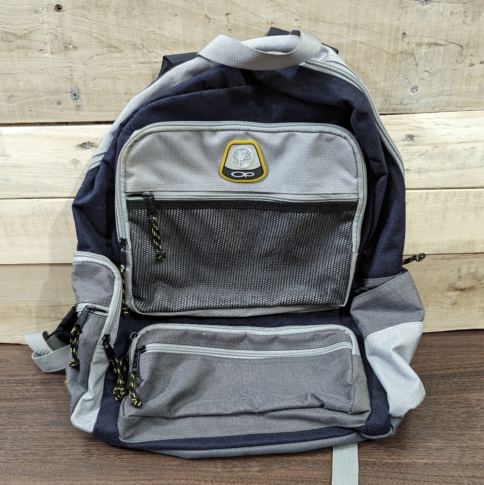 OP Backpack Book Bag , Grey / Navy Blue
